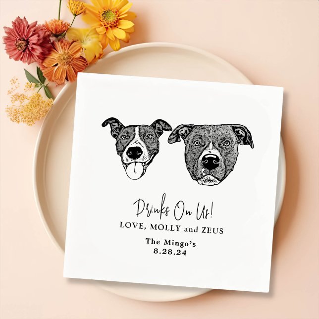 Drink On Us Pets Custom Hand Drawing Wedding Napki Napkin (Creator Uploaded)