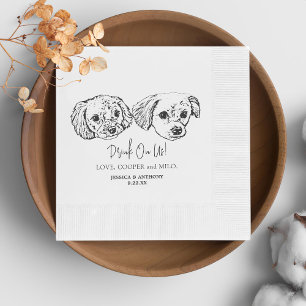 Drink On Us Pets Custom  Hand Drawing Wedding Napkin