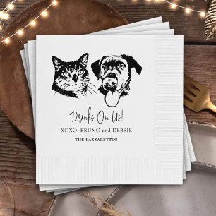 Drink On Us Pets Custom Hand Drawing Wedding Napkin