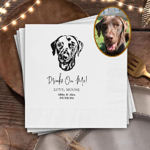 Drink On Us Pets Custom Hand Drawing Wedding Napkin