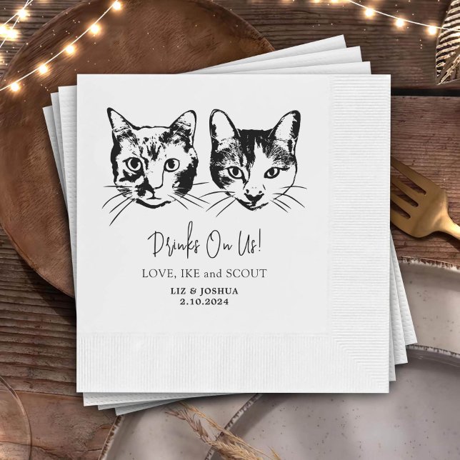 Drink On Us Pets Custom Hand Drawing Wedding Napkin (Creator Uploaded)