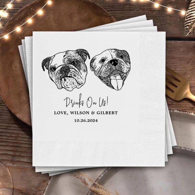 Drink On Us Pets Custom Hand Drawing Wedding Napkin (Creator Uploaded)