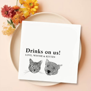 Drink On Us Pets Custom Hand Drawing Wedding Napkin