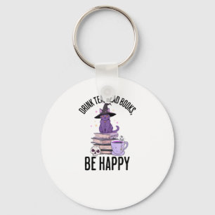 Drink Read Books Whimsigoth Halloween Design Key Ring