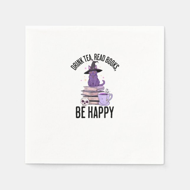 Drink Read Books Whimsigoth Halloween Design Napkin (Front)