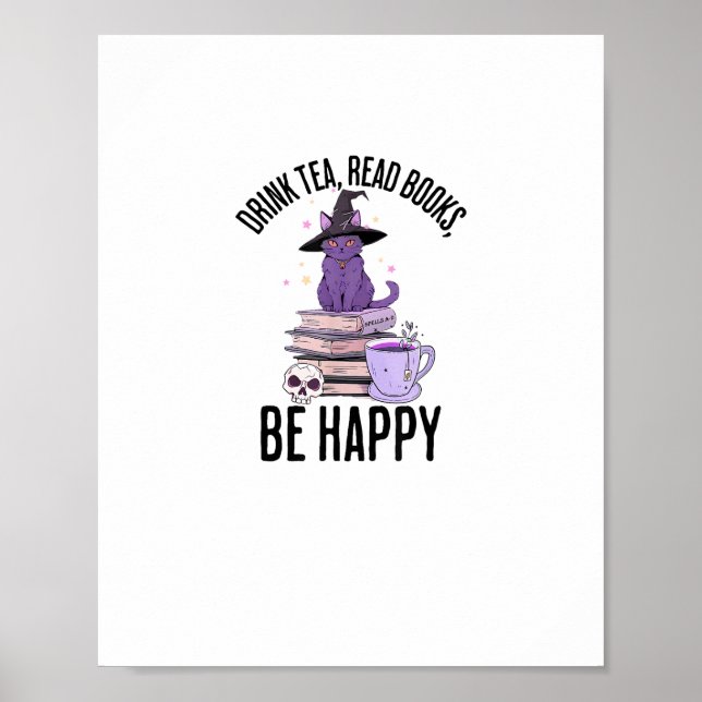 Drink Read Books Whimsigoth Halloween Design Poster (Front)
