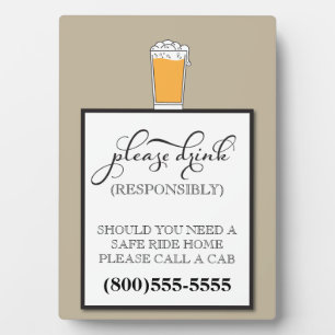 Drink Responsibly Bar Sign Plaque
