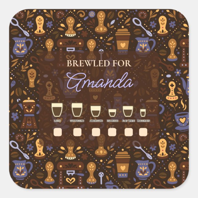 Drink selector cup sticker — folk coffee badge (Front)