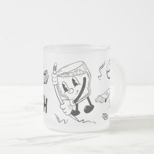 Drink & Sketch (black and white) Frosted Glass Coffee Mug