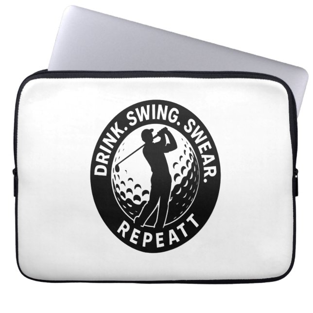 Drink Swing Swear Repeat Golf Laptop Sleeve (Front)