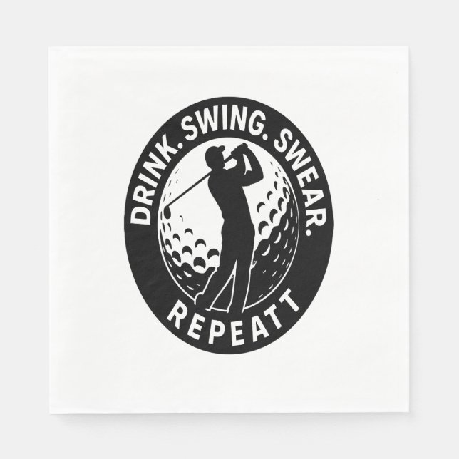 Drink Swing Swear Repeat Golf Napkin (Front)