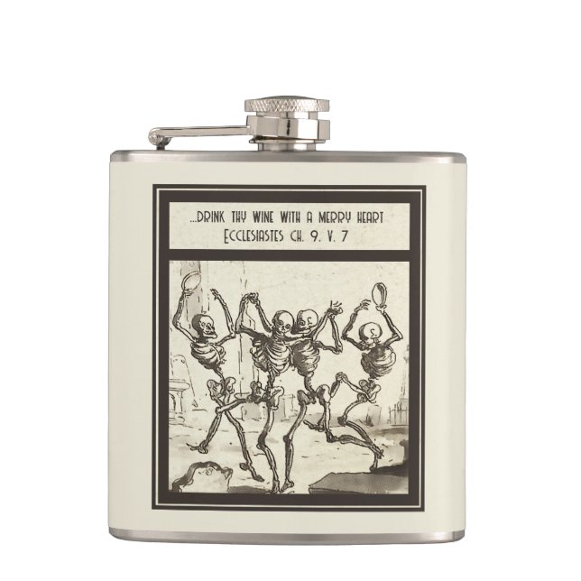 Drink thy wine with a merry heart hip flask (Front)