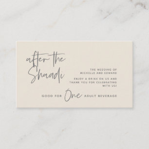 Drink Ticket, Adult Beverage, After the Shaadi Enclosure Card