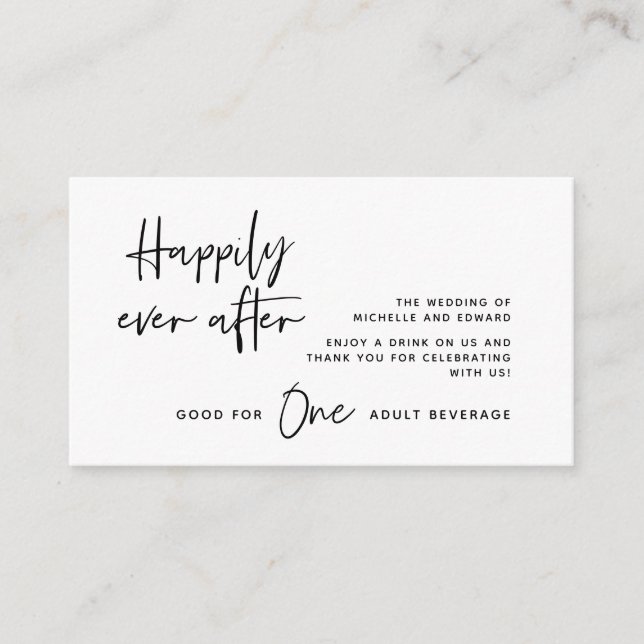 Drink Ticket, Adult Beverage, Happily Ever After Enclosure Card (Front)