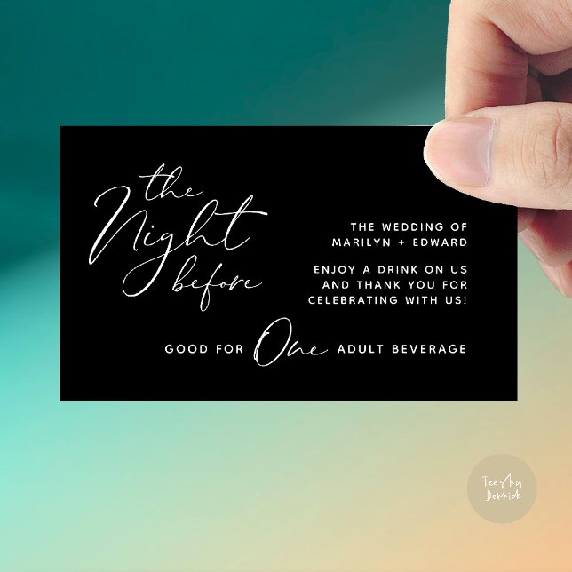 Drink Ticket, Adult Beverage, Modern Wedding Party Enclosure Card (The Night Before, Drink Ticket, Adult Beverage, Modern Wedding Party Enclosure Card Black White)