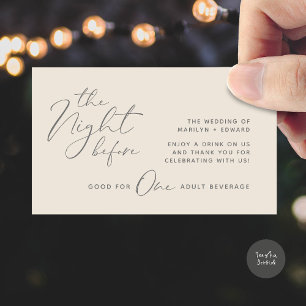 Drink Ticket, Adult Beverage, Modern Wedding Party Enclosure Card