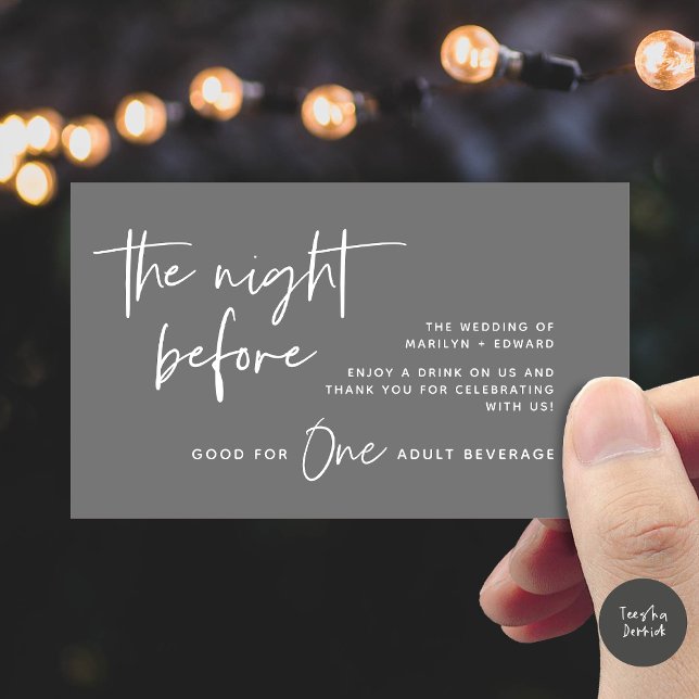 Drink Ticket, Adult Beverage, Modern Wedding Party Enclosure Card (Drink Ticket, Adult Beverage, Modern Wedding Dinner Party Enclosure Card Dark Grey)