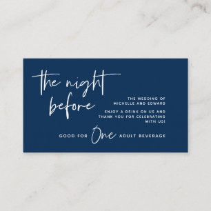 Drink Ticket, Adult Beverage, Navy Blue Enclosure Card