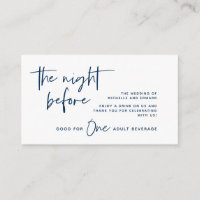 Drink Ticket, Adult Beverage, Navy Blue Enclosure 