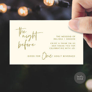 Drink Ticket Adult Beverage The Night Before Party Enclosure Card