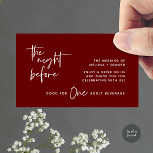 Drink Ticket Adult Beverage The Night Before Party Enclosure Card