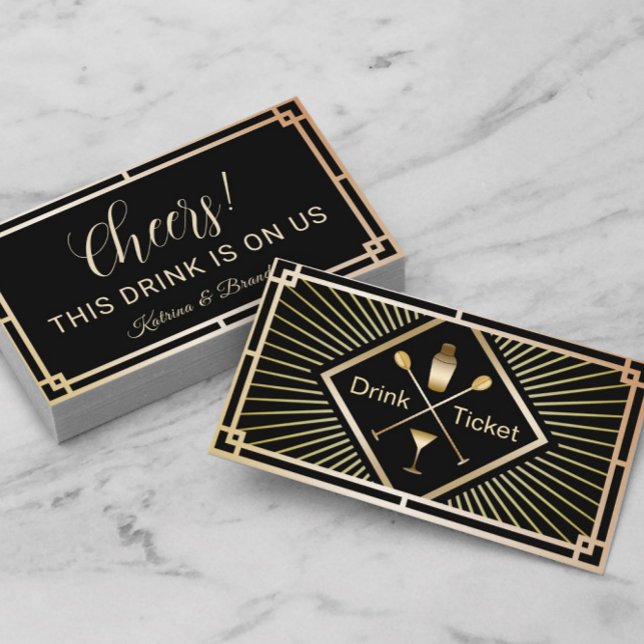 Drink Ticket Gold Art Deco Free Drink Voucher (Creator Uploaded)