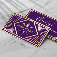 Drink Ticket Modern Purple Gold Free Drink Voucher