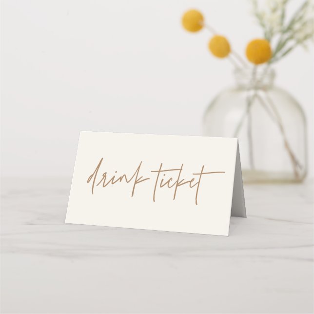Drink Ticket Wedding Bar Event Token Tent Cards  (Front)