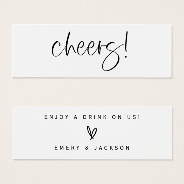 Drink Ticket Wedding Reception Bar Token Card E100 (Front & Back)