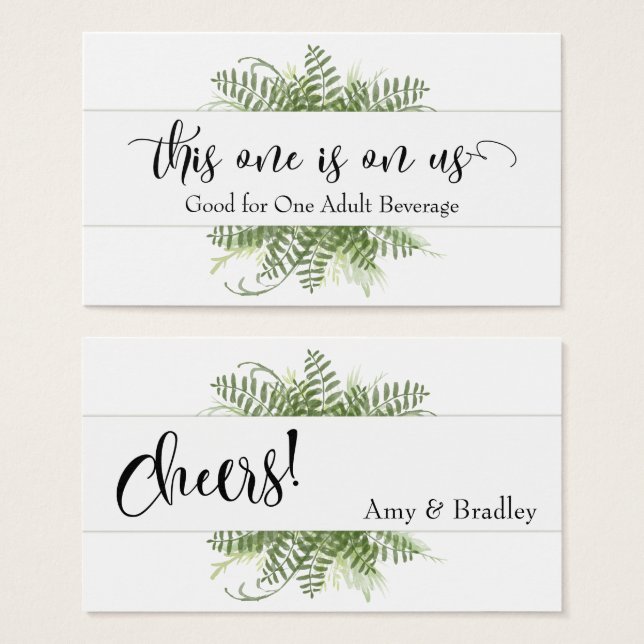 Drink Tickets | Abstract Greenery, Foliage Bouquet (Front & Back)