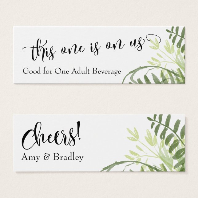 Drink Tickets | Abstract Greenery, Foliage Bouquet (Front & Back)