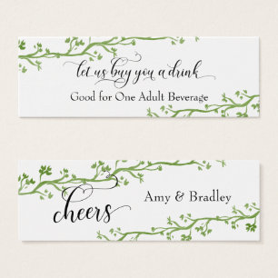 Drink Tickets Angled Watercolor Greenery Vines