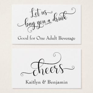 Drink Tickets Black on White Script Typography