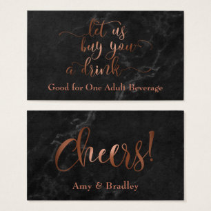 Drink Tickets Copper Script with Black Marble