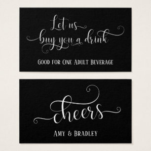 Drink Tickets Elaborate White Script over Black