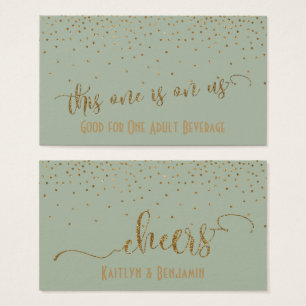 Drink Tickets, Faux Gold Glitter Confetti on Sage