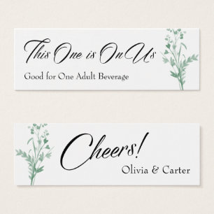 Drink Tickets, Green Watercolor Botanical Spray