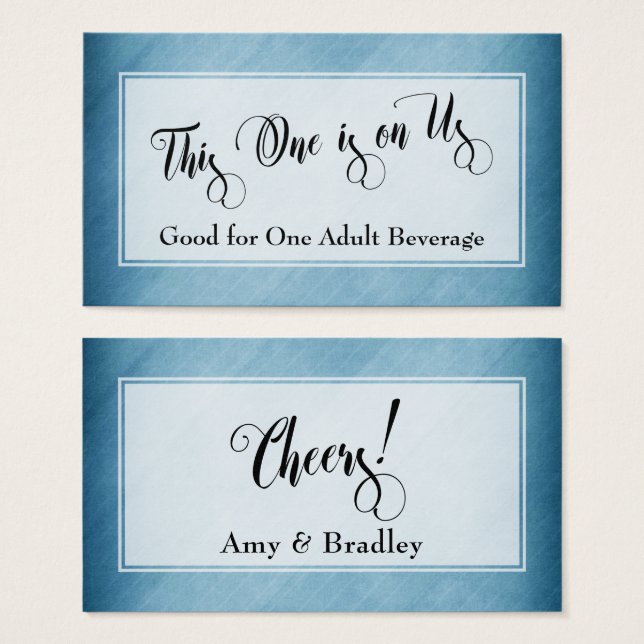 Drink Tickets | Script & Rustic Diagonal Blue (Front & Back)