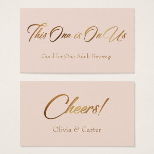 Drink Tickets, Slim, Elegant Gold Script on Blush