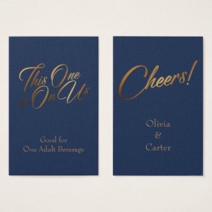 Drink Tickets, Slim, Elegant Gold Script on Navy
