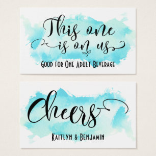 Drink Tickets w/ Aqua Watercolor Brushstroke Art