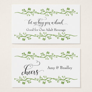 Drink Tickets Watercolor Greenery Vine