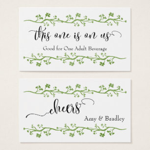 Drink Tickets Watercolor Greenery Vine