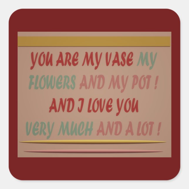 DRINK TO ROMANCE LOVE AND HUGS SQUARE STICKER (Front)