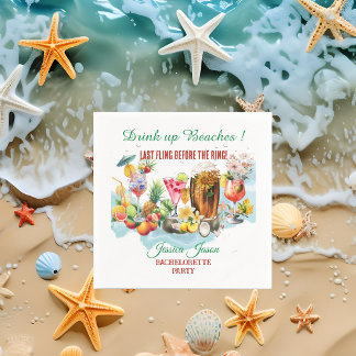 Drink Up Beaches Cocktail Fruit Bachelorette Party Napkin