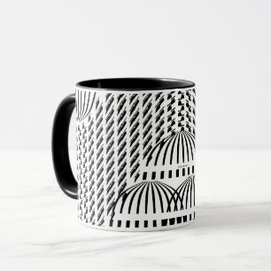 Drink Up Black and White Wavy Mug
