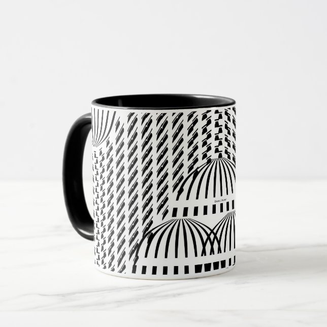Drink Up Black and White Wavy Mug (Front Left)