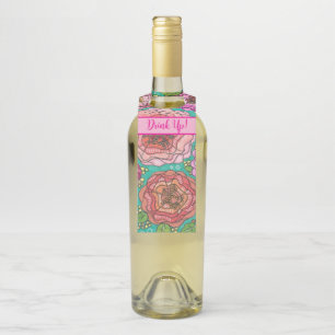 "Drink Up!" Floral Wine Gift Tag