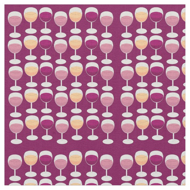 Drink Up Fun Wine Pattern Fabric (Close Up)
