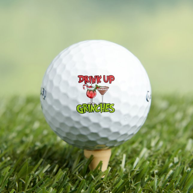 Drink Up Grinches - Christmas Golf Humor Golf Balls (Insitu Tee)